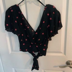 Forever 21 Rose Detail Crop Top